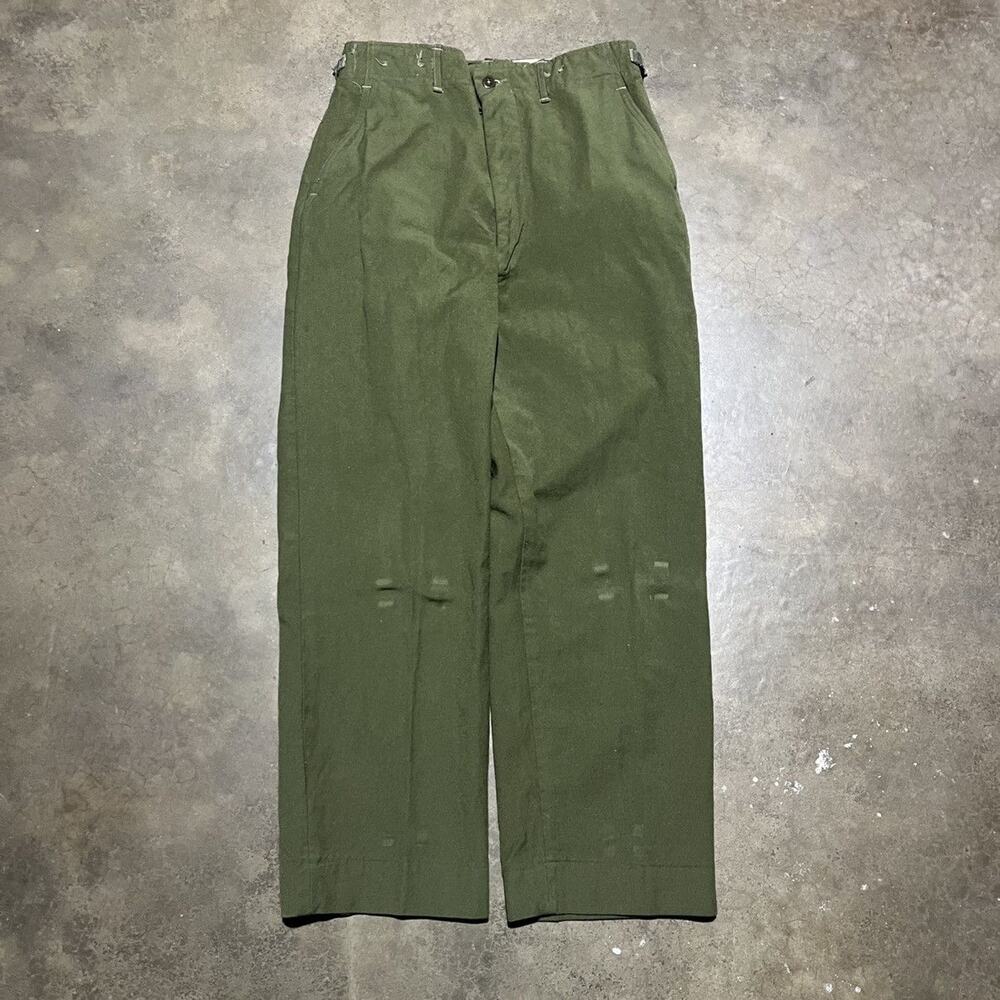 Vintage WW2 Army Military Green Wool Trousers Pants 31x29